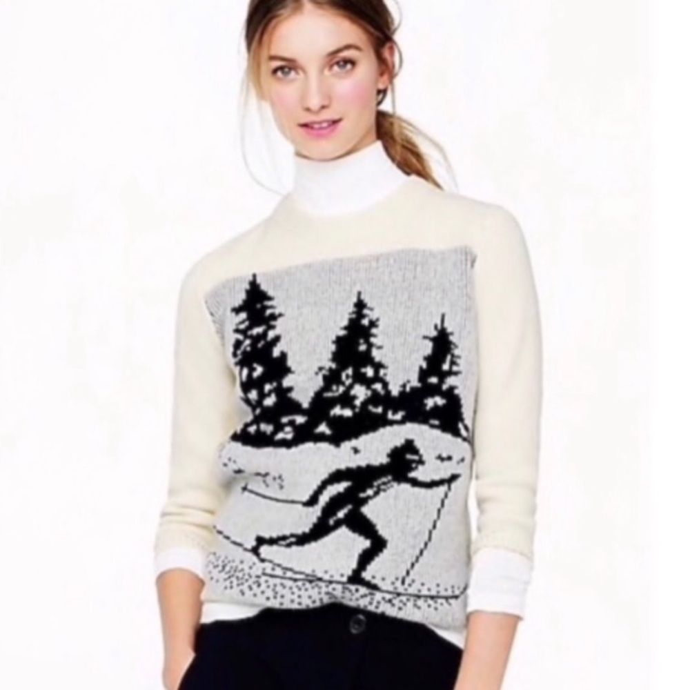JCrew intarsia ski knit wool sweater